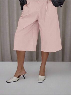Blush Wide-Leg Culotte Shorts